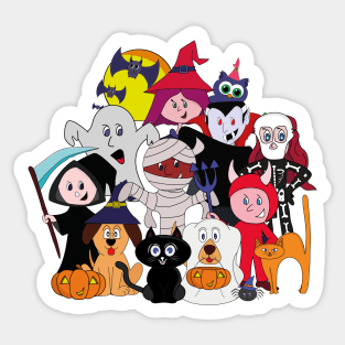 The Halloween gang having fun Sticker